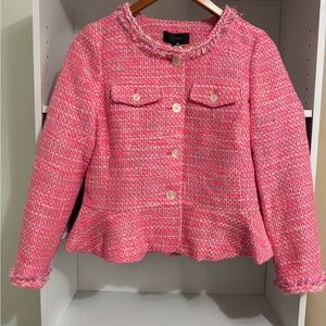 J. Crew Peplum Lady Tweed Blazer Jacket In Neon Fuchsia Pink Size 2 NWT
